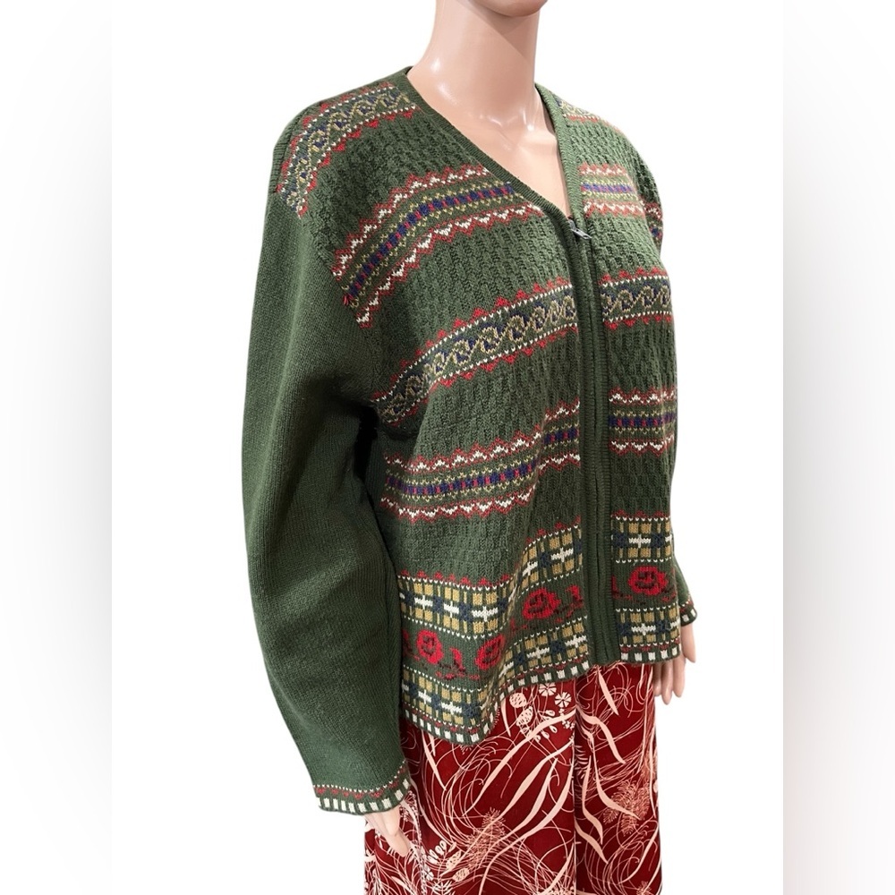 Vintage Bobbie Brooks southwestern zip up Cottagecore Cardigan-L/XL - Picture 2 of 5